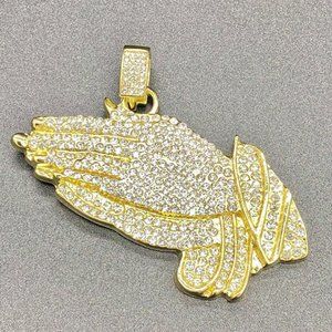 Iced Holy Praying Hands Pendant